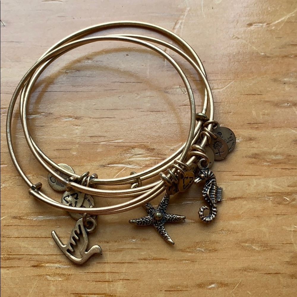 Set of 3 gold Alex and ani bracelets
